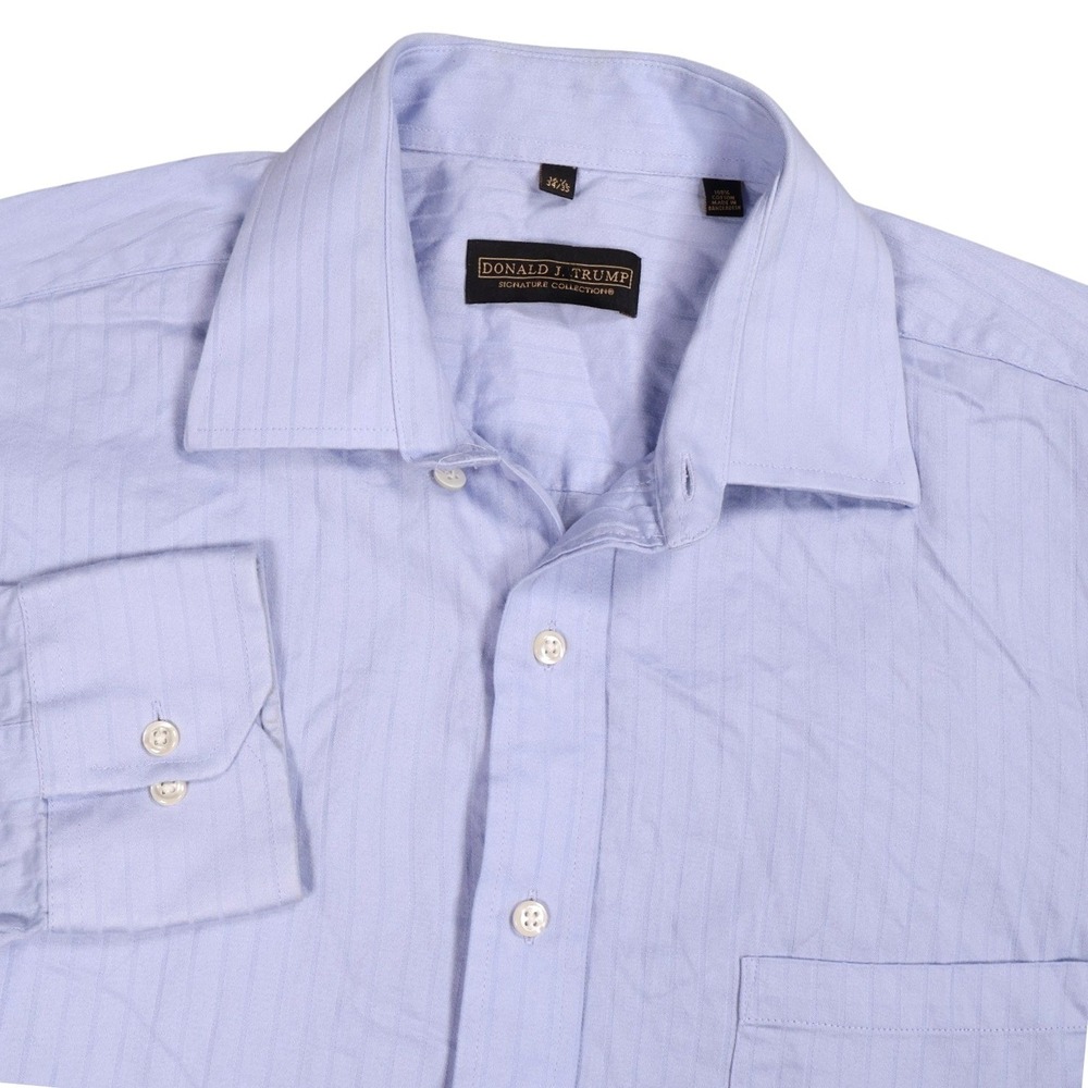 Donald J.‎ Trump Dress Shirt Light Blue Striped Long Sleeve 16 1/2 34/35 Large